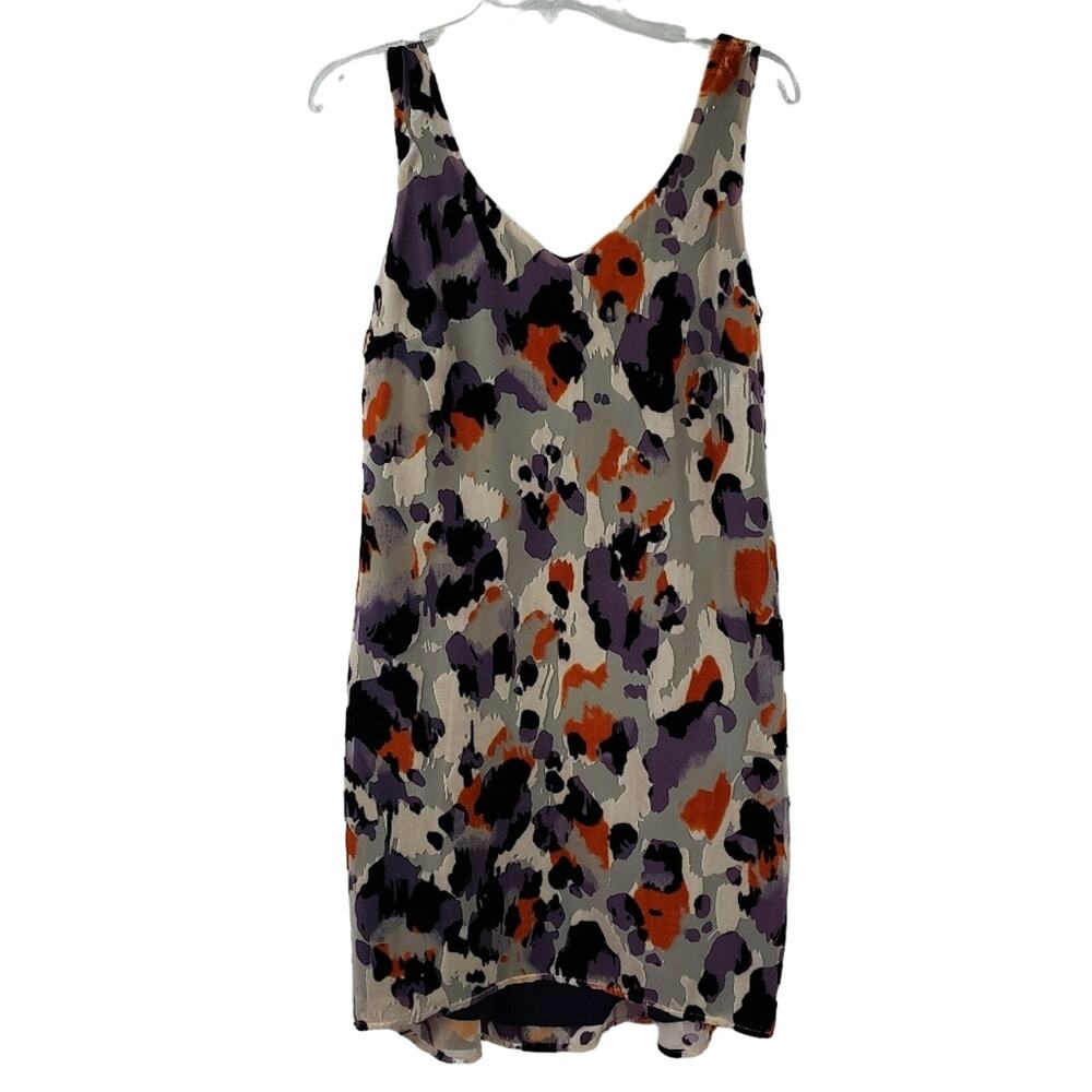 Cabi cut velvet purple orange gray black hi lo slip dress Small